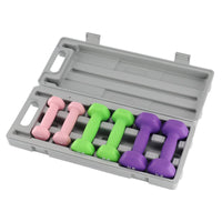 Ensemble d'haltères Garvee, revêtement PVC, 0,5 à 1,5 kg, antidérapantes, hexagonales, noyau en fer, avec rangement, idéal pour les entraînements à domicile, multicolores