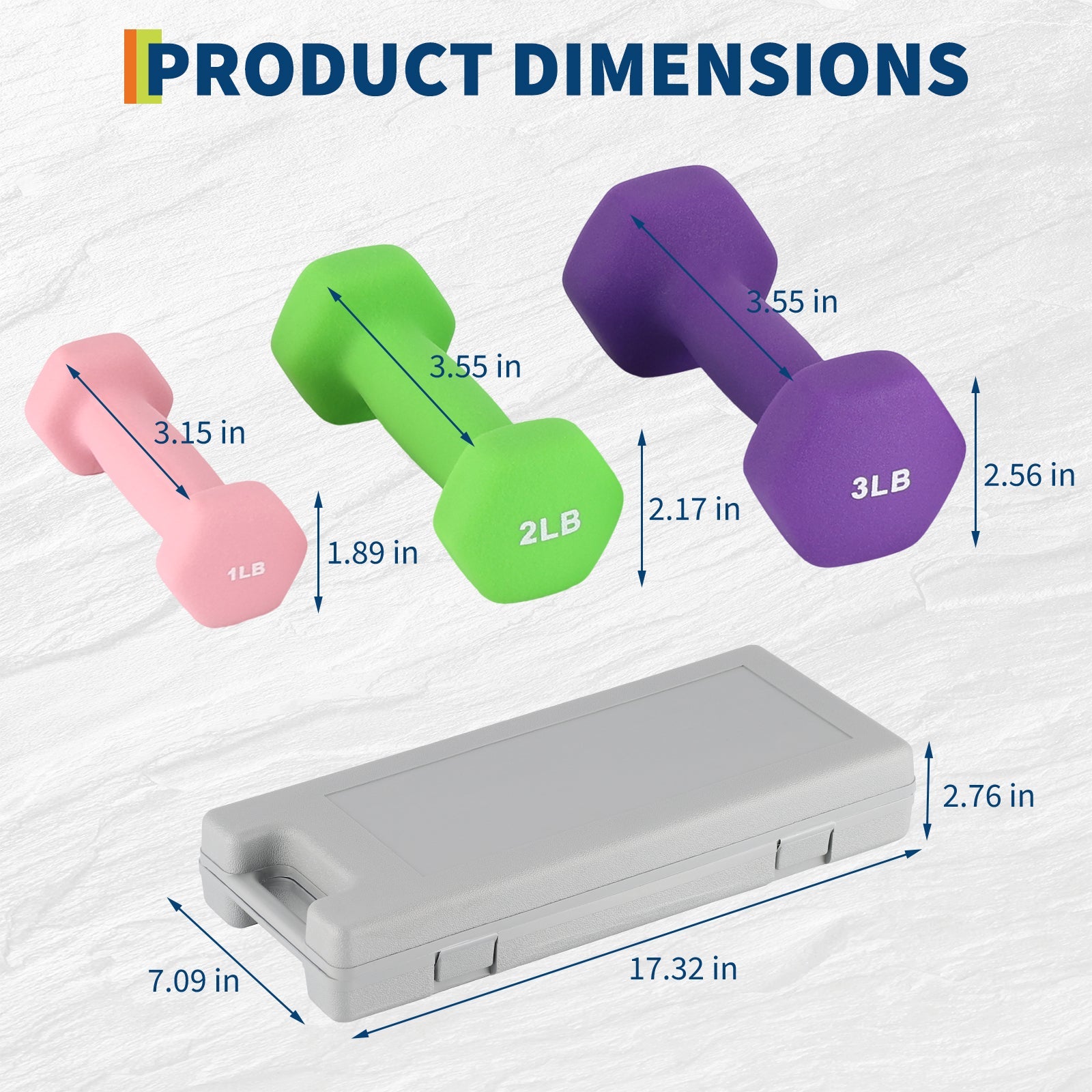 Ensemble d'haltères Garvee, revêtement PVC, 0,5 à 1,5 kg, antidérapantes, hexagonales, noyau en fer, avec rangement, idéal pour les entraînements à domicile, multicolores