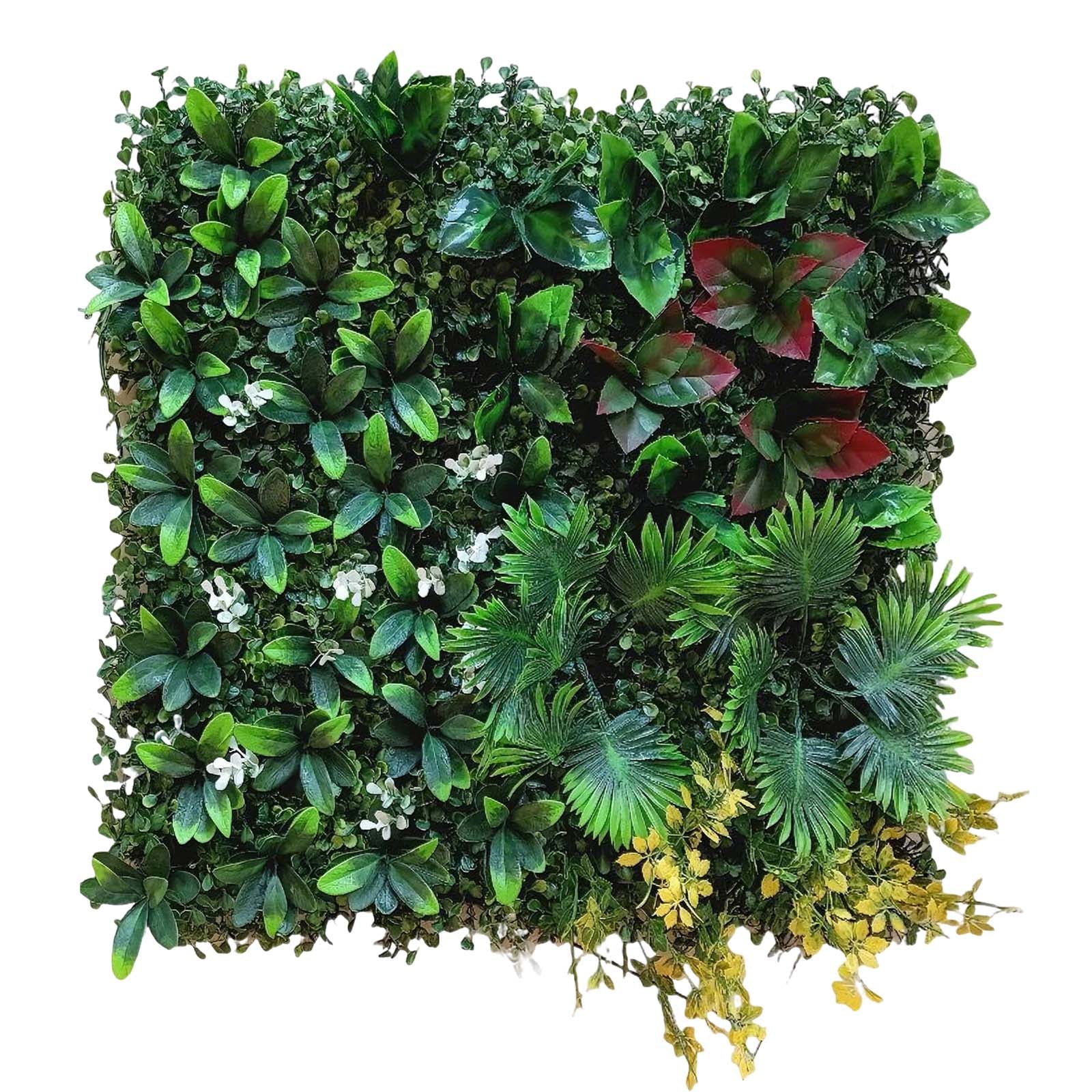 Panneaux muraux en gazon artificiel Garvee 50 x 50 cm, motif buis et feuilles de menthe, pour usage intérieur et extérieur, résistants aux UV et aux intempéries, en polyéthylène.
