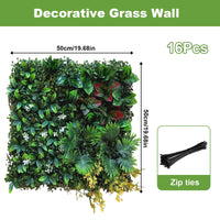 Garvee Lot de 16 panneaux muraux artificiels en buis, résistants aux UV et aux intempéries, pour jardin et mariage, vert, 50 x 50 cm