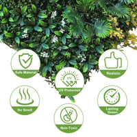 Panneaux muraux en gazon artificiel Garvee, lot de 12, 50 x 50 cm, feuilles 3D réalistes, matériau PE résistant aux intempéries, pour jardin, mariage, anniversaire, vert