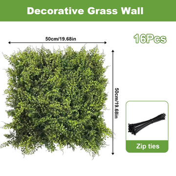 Panneaux de buis artificiel Garvee, lot de 16, 50 x 50 cm, verts, résistants aux UV, flexibles, en polyéthylène, pour intérieur et extérieur