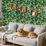 Garvee - Ensemble de 12 panneaux muraux en gazon artificiel 50 x 50 cm avec attaches autobloquantes, résistant aux UV et aux intempéries, en polyéthylène, motif feuillage tropical vert pour jardin et mariage.