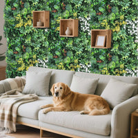 Garvee - Ensemble de 12 panneaux muraux en gazon artificiel 50 x 50 cm avec attaches autobloquantes, résistant aux UV et aux intempéries, en polyéthylène, motif feuillage tropical vert pour jardin et mariage.