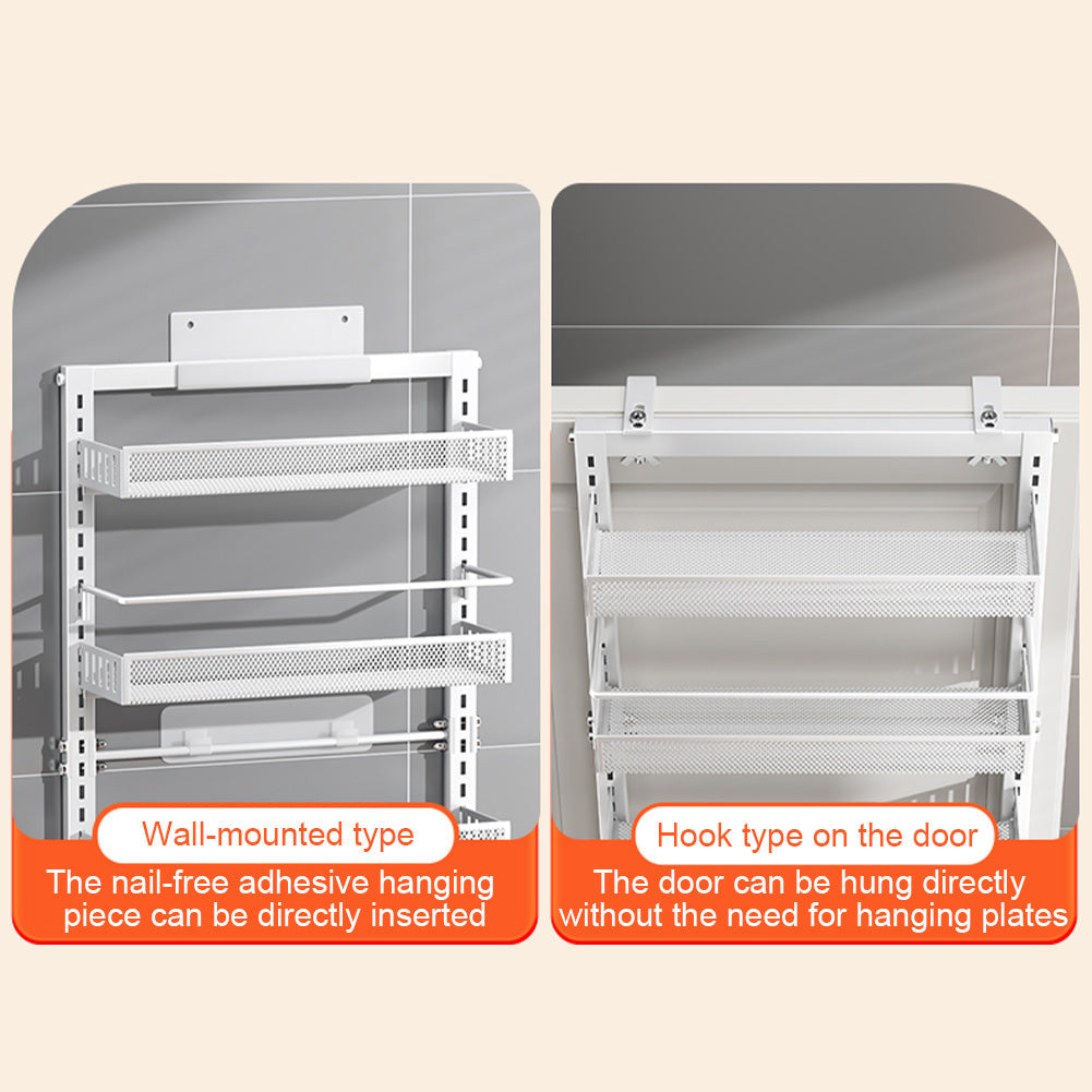 Organisateur de porte Garvee à 6 niveaux, en métal, réglable en hauteur, capacité de charge de 36 kg, pour la cuisine et le rangement, fixation murale ou sur porte, noir