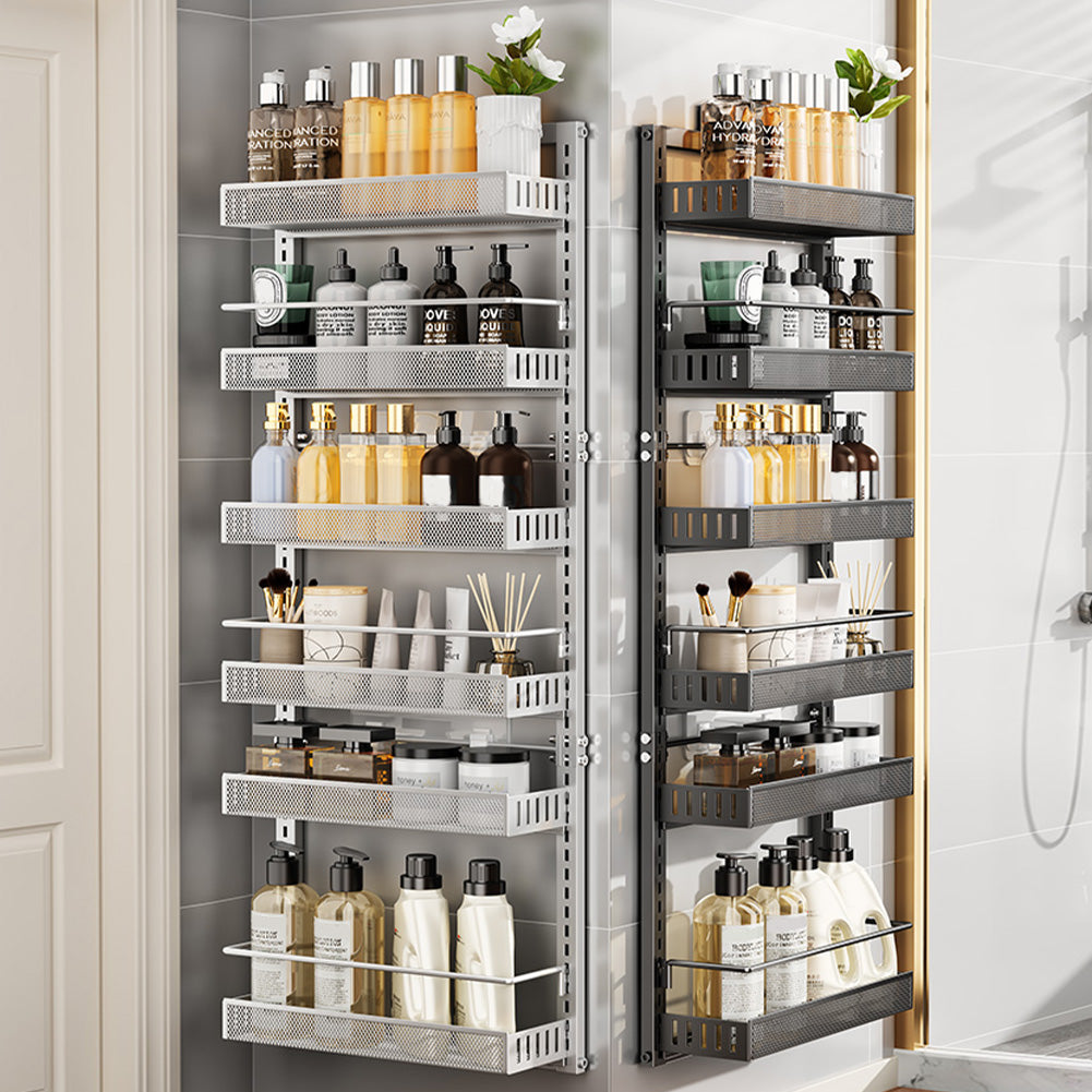 Organisateur de porte Garvee à 6 niveaux, en métal, réglable en hauteur, capacité de charge de 36 kg, pour la cuisine et le rangement, fixation murale ou sur porte, noir