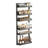 Organisateur de porte Garvee à 6 niveaux, en métal, réglable en hauteur, capacité de charge de 36 kg, pour la cuisine et le rangement, fixation murale ou sur porte, noir