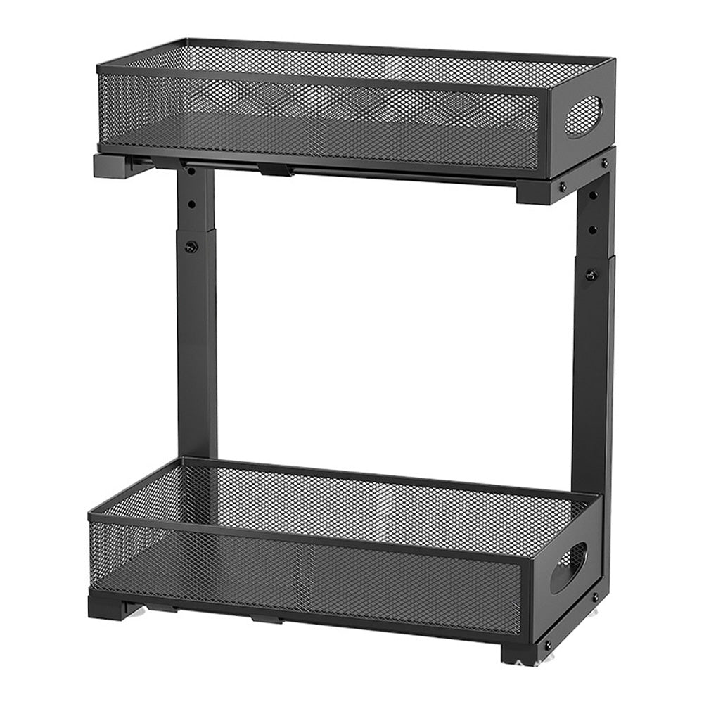 Organisateur sous évier Garvee à 2 niveaux avec tiroir coulissant pour placard de cuisine/salle de bain, réglable de 35,8 cm à 44 cm (14,1" à 17,3"), en métal