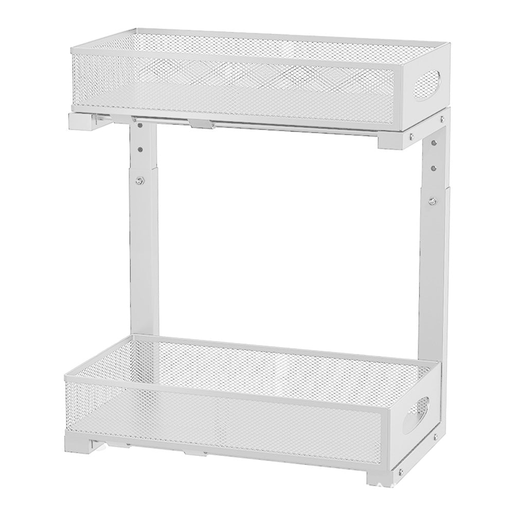 Organisateur sous évier Garvee, rangement de cuisine à 2 niveaux avec tiroir coulissant, hauteur réglable, métal, noir