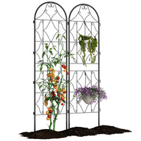 Ensemble de 2 treillis de jardin Garvee en métal noir, résistant aux intempéries, 190 cm (H) x 55 cm (L), idéal pour les rosiers et les légumes au jardin et sur la terrasse.