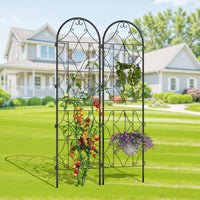 Ensemble de 2 treillis de jardin Garvee en métal noir, résistant aux intempéries, 190 cm (H) x 55 cm (L), idéal pour les rosiers et les légumes au jardin et sur la terrasse.