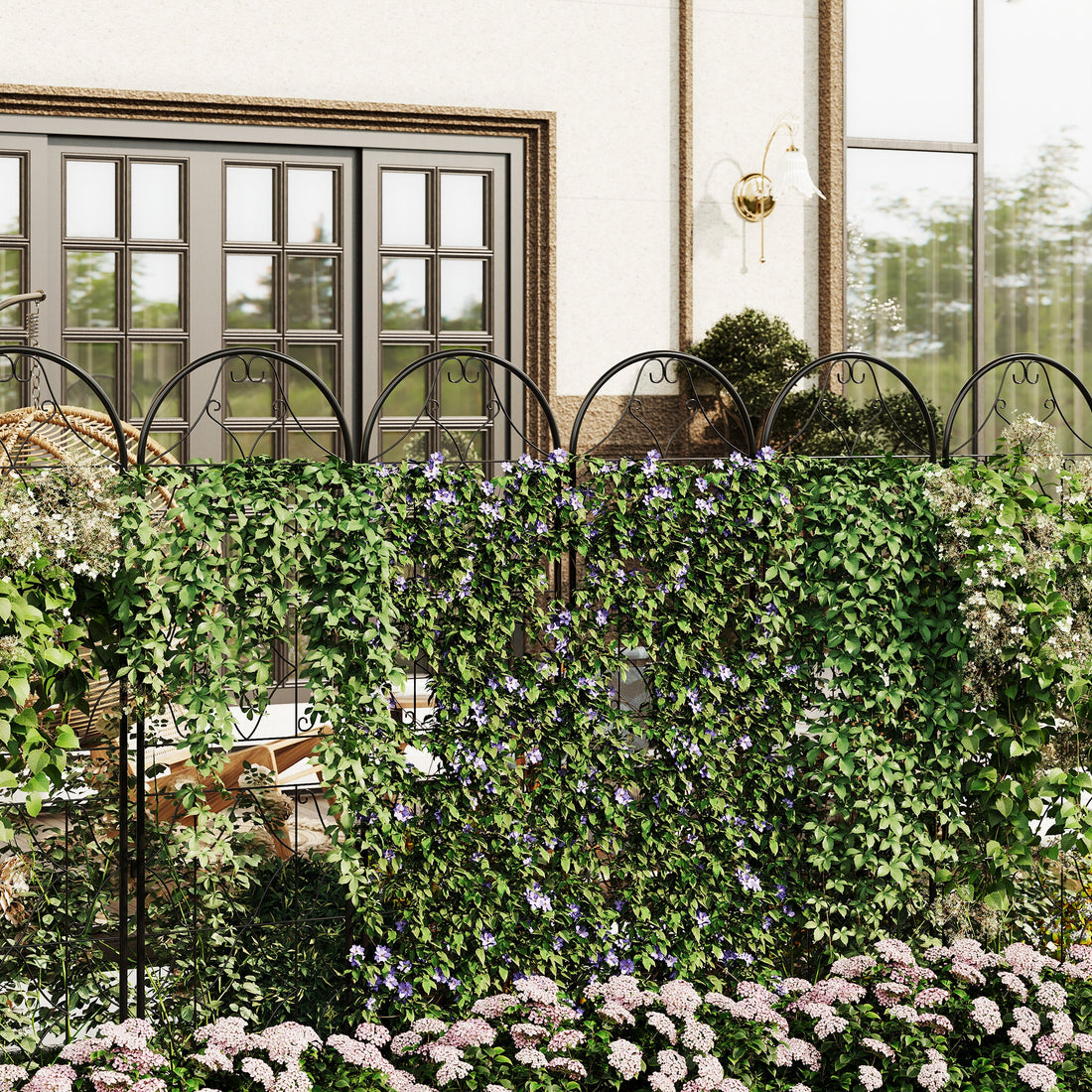 Ensemble de 2 treillis de jardin Garvee en métal noir, résistant aux intempéries, 190 cm (H) x 55 cm (L), idéal pour les rosiers et les légumes au jardin et sur la terrasse.