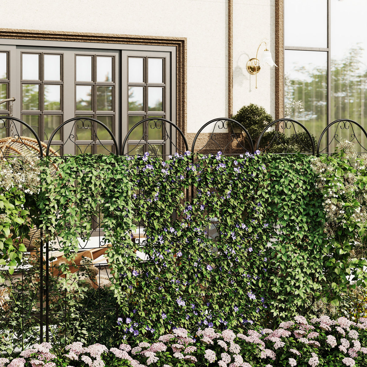 Ensemble de 2 treillis de jardin Garvee en métal noir, résistant aux intempéries, 190 cm (H) x 55 cm (L), idéal pour les rosiers et les légumes au jardin et sur la terrasse.