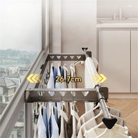 Séchoir à linge mural Garvee, extensible de 62,3 à 115 cm, blanc, gain de place, avec 7 pinces, pour une utilisation intérieure et extérieure
