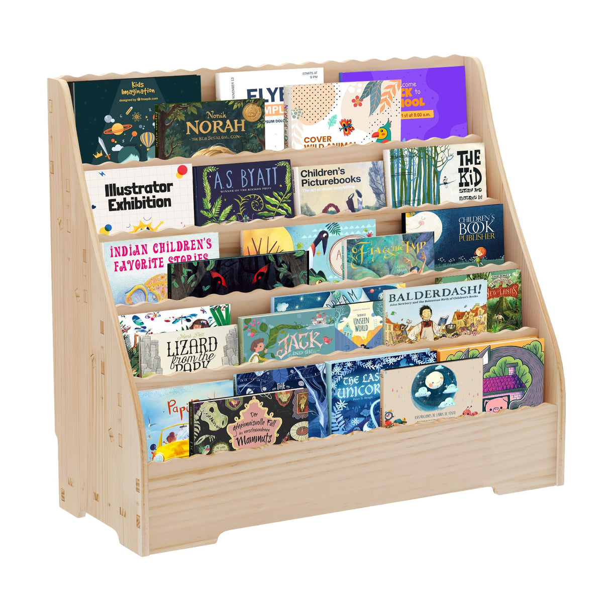 Garvee bibliothèque pour enfants, 5 niveaux, en bois avec protection anti-basculement, pour la salle de jeux et le salon, sans danger pour les enfants
