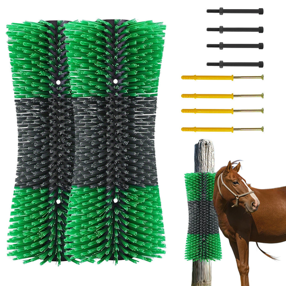 Brosse à gratter pour bétail Garvee - Poils robustes, fixation par vis pour étable et pâturage, conception flexible pour bovins, chèvres, chevaux et porcs - Élimination efficace des parasites
