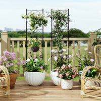 Ensemble de 2 treillis de jardin Garvee en fer forgé noir robuste et résistant aux intempéries pour rosiers, légumes et terrasse. Dimensions : 182 cm (H) x 52 cm (L).