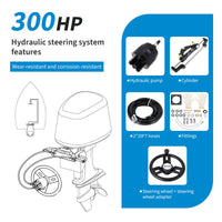 Kit de direction hydraulique Garvee pour moteur hors-bord 300 CV avec cylindre de verrouillage bidirectionnel pour vedettes rapides, siège monoplace en tube nylon de 6 m