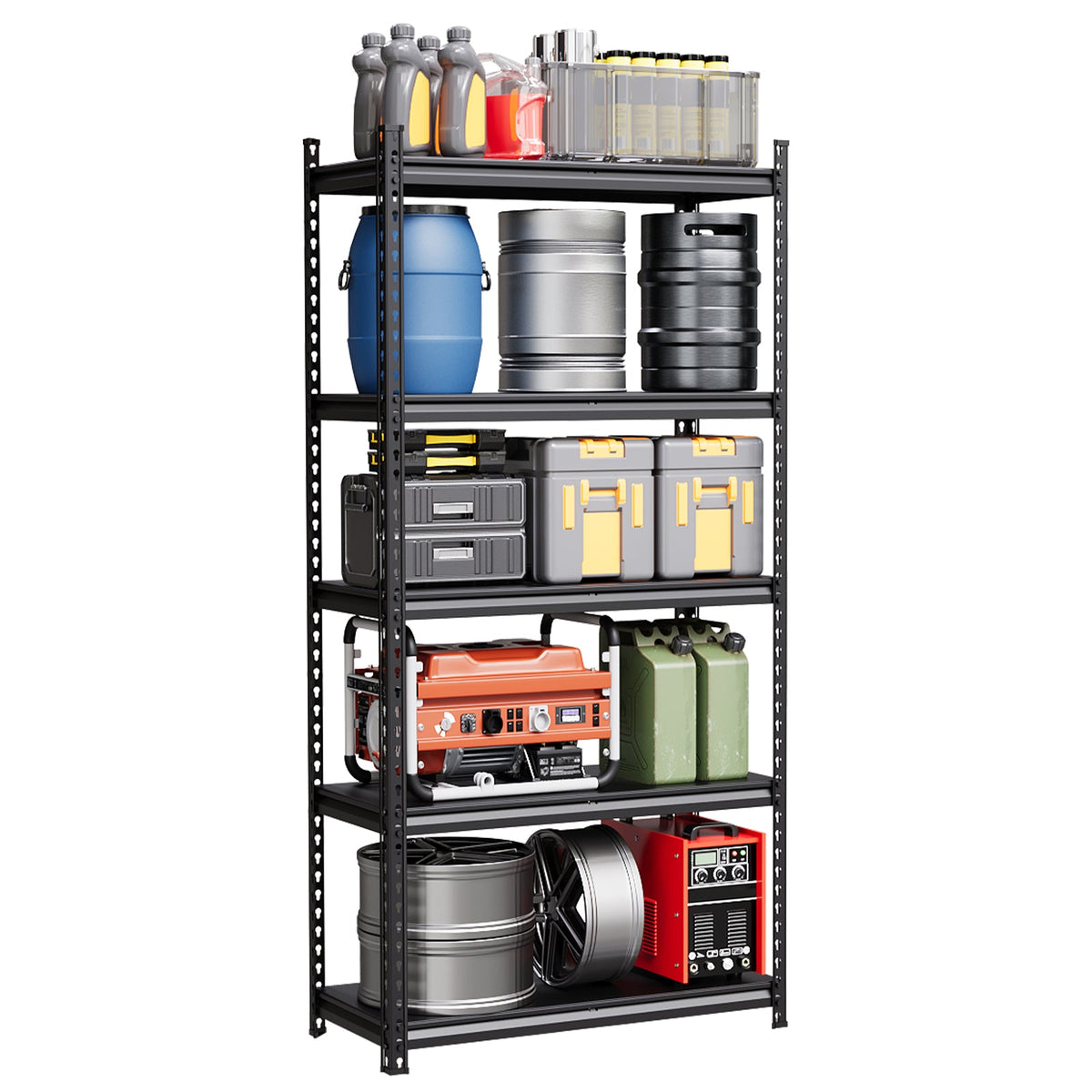 Garvee Étagère robuste à 5 niveaux avec tablettes en acier réglables pour garage et entrepôt, hauteur 183 cm, revêtement en poudre antirouille