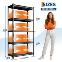 Garvee Étagère robuste à 5 niveaux avec tablettes en acier réglables pour garage et entrepôt, hauteur 183 cm, revêtement en poudre antirouille