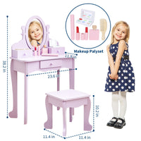 Ensemble coiffeuse Garvee pour enfants avec miroir réglable, en MDF robuste, violet, pour filles de 3 à 8 ans, salle de jeux