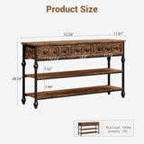 Garvee console industrielle à 3 tiroirs, métal et MDF, largeur 135 cm, coloris rétro - Coloris rétro