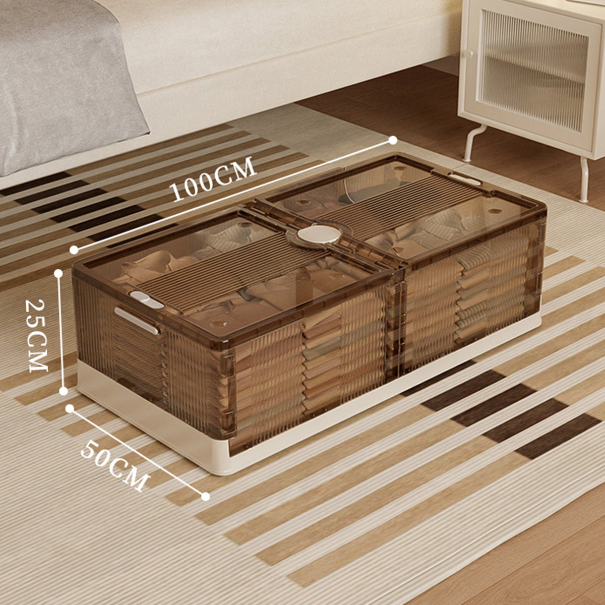 Garvee Boîtes de rangement sous lit en plastique transparent avec roulettes, pliables, grand espace de rangement pour chambres et petits espaces