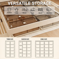 Garvee Boîtes de rangement sous lit en plastique transparent avec roulettes, pliables, grand espace de rangement pour chambres et petits espaces