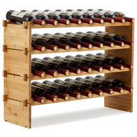 Casier à vin empilable Garvee 36 bouteilles en bois massif naturel à 4 niveaux, idéal pour la cuisine et le bar.