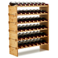 Casier à vin empilable Garvee 48 bouteilles en bois massif naturel à 6 niveaux, idéal pour la cuisine et le bar.