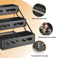 Étagère à épices Garvee à 3 niveaux en acier au carbone, hauteur réglable de 25,4 à 27,4 cm, noire, pour comptoirs de cuisine