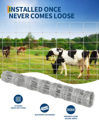 Garvee Clôture de ferme galvanisée 1,2 x 100 m pour chèvres, cerfs et bétail, grillage robuste à forte teneur en zinc pour jardin et enclos (Copy)
