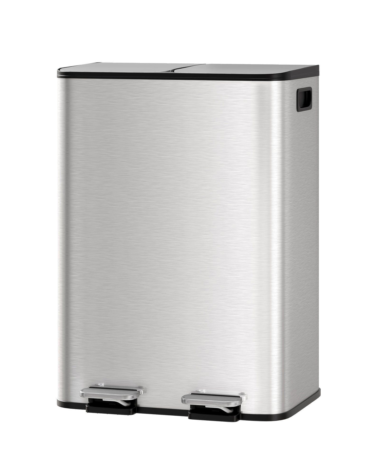 Garvee Poubelle double 2 x 30,3 L en acier inoxydable avec couvercle pour la cuisine et le bureau, argentée, compacte et durable