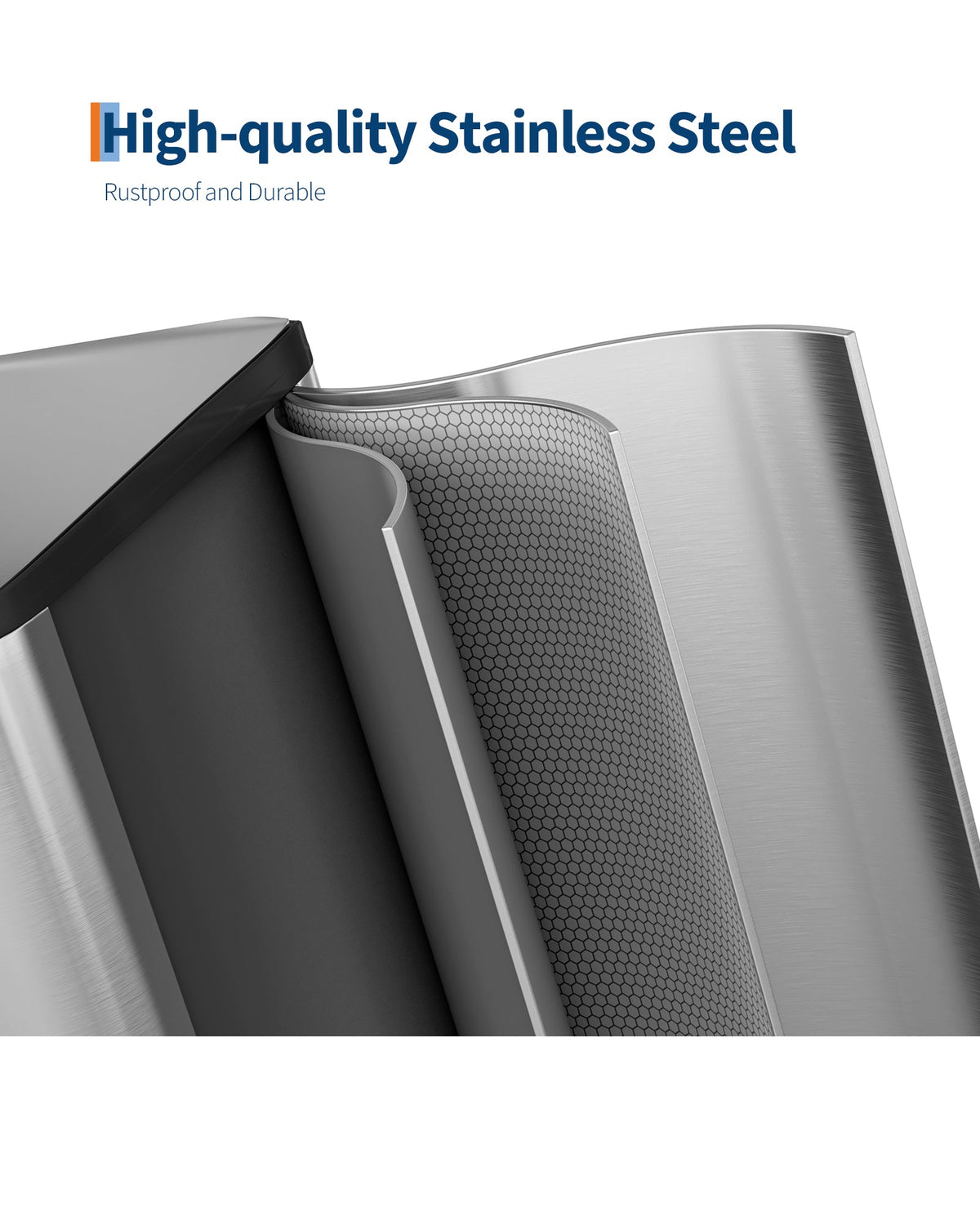 Garvee Poubelle double 2 x 30,3 L en acier inoxydable avec couvercle pour la cuisine et le bureau, argentée, compacte et durable