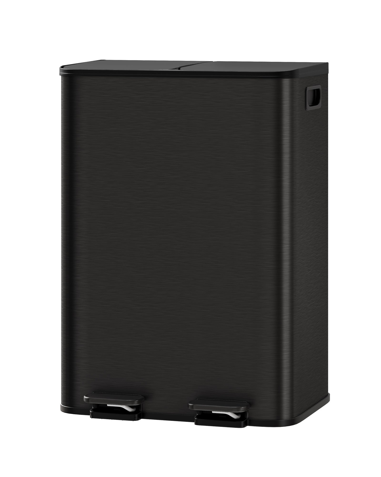 Garvee Poubelle double 2 x 30,3 L en acier inoxydable avec couvercle, mécanisme à pédale pour la cuisine et le bureau, noir mat