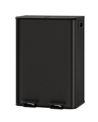 Garvee Poubelle double 2 x 30,3 L en acier inoxydable avec couvercle, mécanisme à pédale pour la cuisine et le bureau, noir mat
