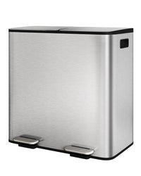 Garvee poubelle double en acier inoxydable, 2 × 40,1 L, couvercle et pédale, pour cuisine et bureau, 64,3 × 40,2 × 64 cm