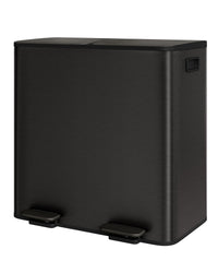 Garvee Poubelle double 2 x 40,1 L en acier inoxydable avec couvercle pour îlots de cuisine, finition noire mate, compacte et silencieuse