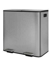Garvee Poubelle double en acier inoxydable 2 x 40,1 L avec couvercle et pédale pour le recyclage de la cuisine, compacte, gris mat