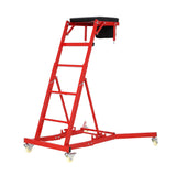 Garvee Plateforme de mécanicien surélevée, hauteur réglable 125–175 cm, charge 181 kg, appui rembourré sur roulettes, rouge - Rouge