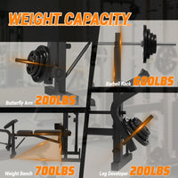 Banc de musculation Garvee 7 en 1 avec extension et flexion des jambes pour la musculation à domicile, réglable et pliable, structure en acier 408 kg, noir