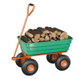 Garvee chariot basculant en polypropylène, capacité 544 kg, volume 125 L, pneus increvables 33 cm, vert et orange - Vert et orange