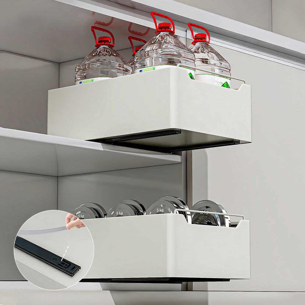 Tiroir de cuisine extensible Garvee, organisateur de cuisine extensible, sans perçage, blanc, 25 cm L x 43 cm P x 14 cm H