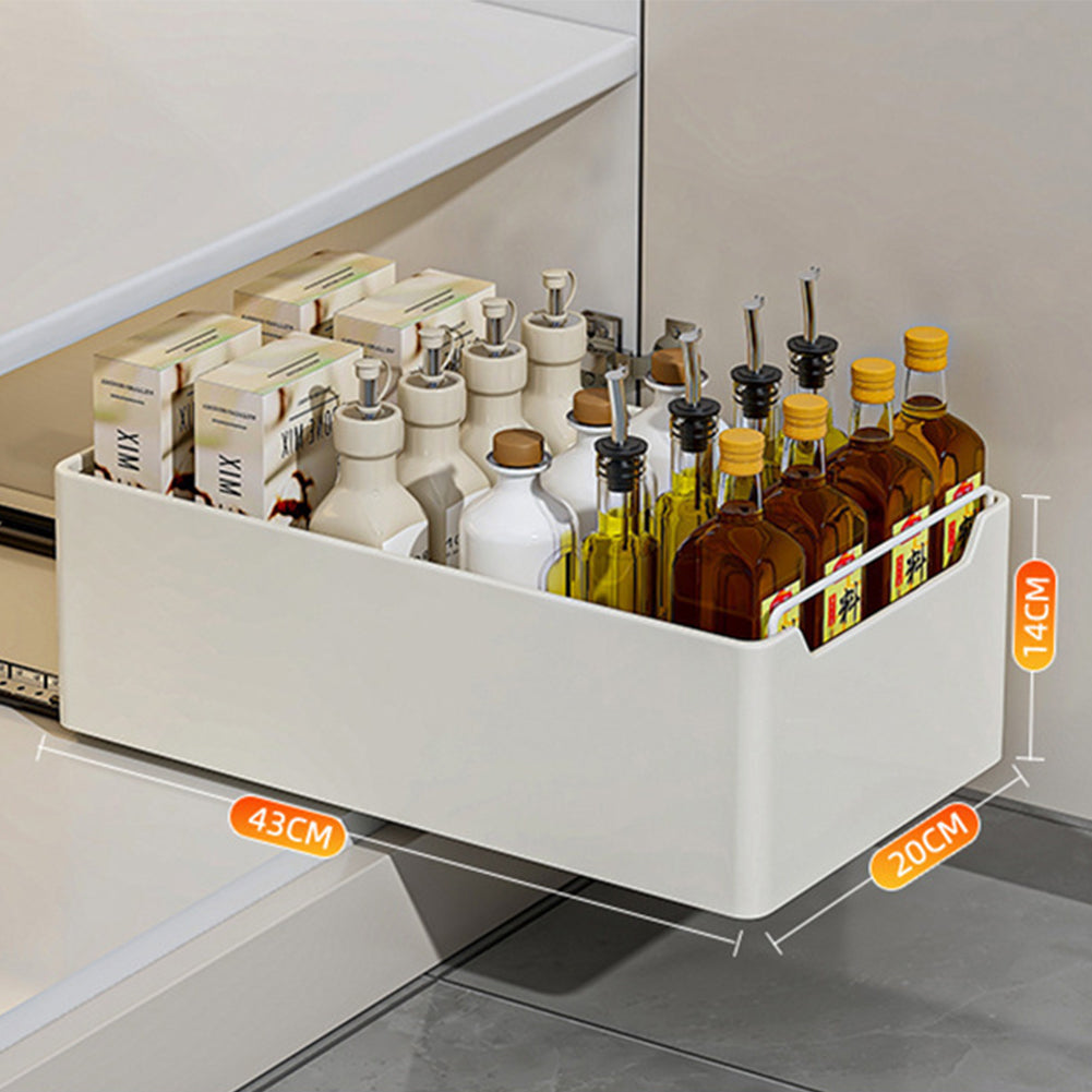 Tiroir de cuisine extensible Garvee, organisateur de cuisine extensible, sans perçage, blanc, 25 cm L x 43 cm P x 14 cm H