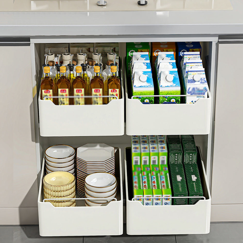 Tiroir de cuisine extensible Garvee, organisateur de cuisine extensible, sans perçage, blanc, 25 cm L x 43 cm P x 14 cm H