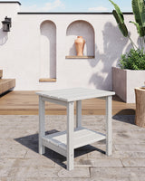 Garvee Table d’Appoint Adirondack 2 Niveaux en HDPE Résistant aux Intempéries pour Jardin, Terrasse et Balcon, Blanc - Blanc