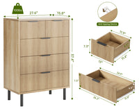 Commode Garvee en chêne cannelé à 5 tiroirs avec pieds en métal, idéale pour la chambre et l'entrée. Style moderne et robuste, coloris noir.