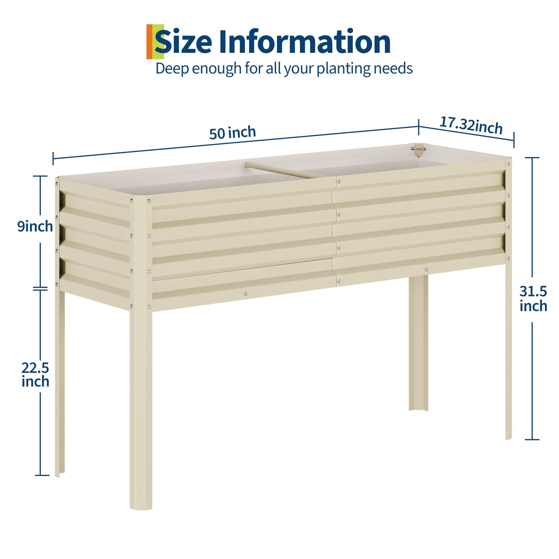 Potager surélevé galvanisé Garvee avec pieds, arrosage automatique, acier inoxydable, beige, pour jardin et terrasse, 127 x 43 x 81 cm