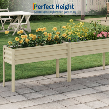 Potager surélevé galvanisé Garvee avec pieds, arrosage automatique, acier inoxydable, beige, pour jardin et terrasse, 127 x 43 x 81 cm