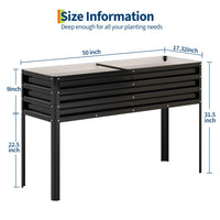 Potager surélevé galvanisé Garvee avec pieds, arrosage automatique, acier inoxydable, modulaire, 127 x 43 x 81 cm, noir, pour jardin et terrasse